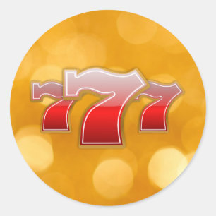 Adesivo Redondo Lucky Sete - Red Sevens no Fundo do Ouro