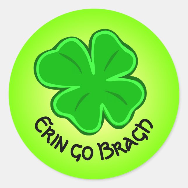 Adesivo Redondo Lucky Shamrock Erin Go Bragh Texto Curvo (Frente)