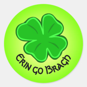 Adesivo Redondo Lucky Shamrock Erin Go Bragh Texto Curvo