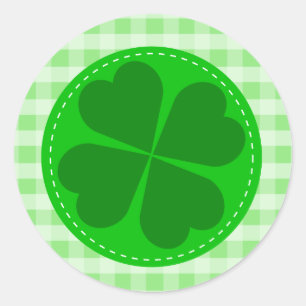 Adesivo Redondo Lucky Shamrock Green Checked