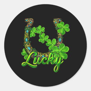 Adesivo Redondo Lucky Shamrock Horsferes Funny Horse St Patricks D