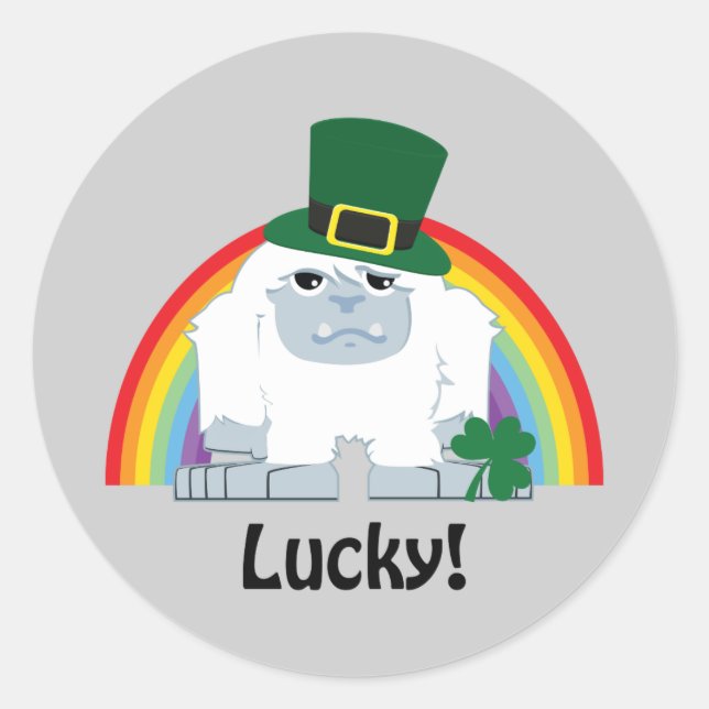 Adesivo Redondo Lucky Yeti Leprechaun (Frente)