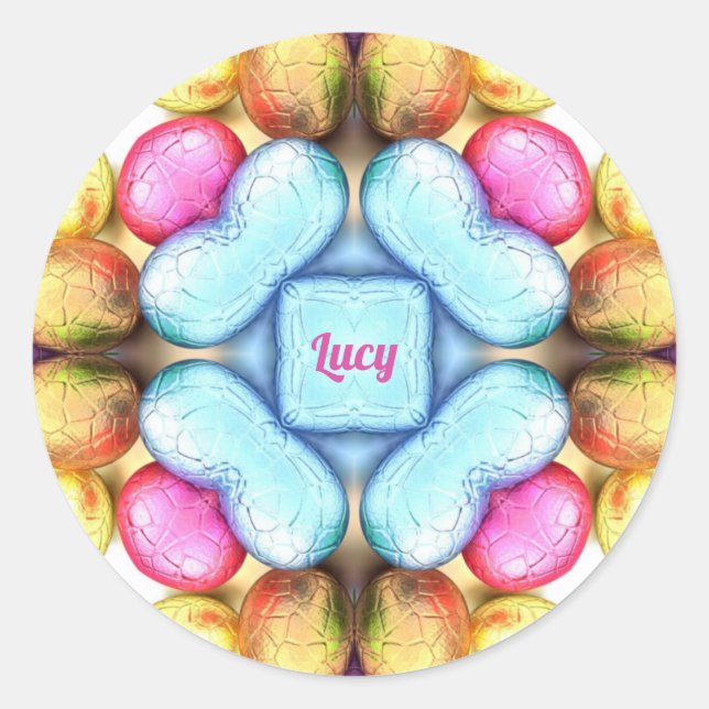 Adesivo Redondo LUCY PÁSCOA! Ovos bonito para Páscoa (Frente)
