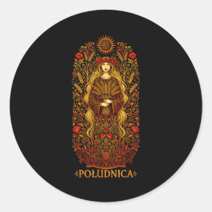 Adesivo Redondo Ludnica Deusa do Sol Eslava Pagã Arte de Bruxa Fol