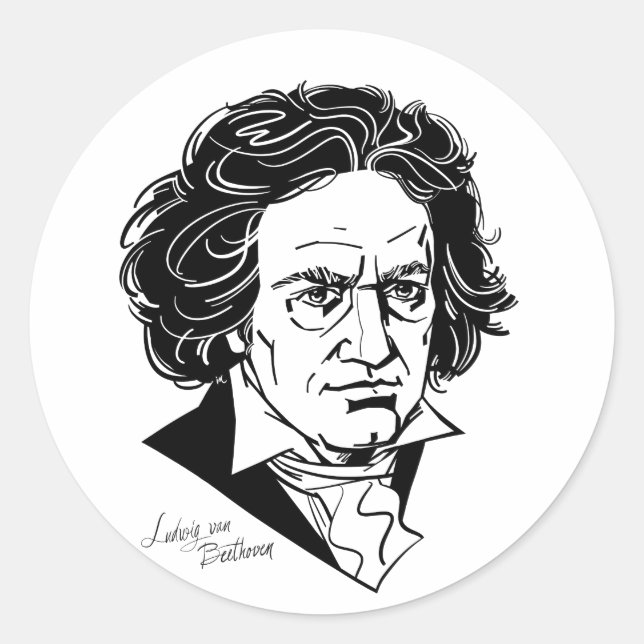 Adesivo Redondo Ludwig van Beethoven (Frente)