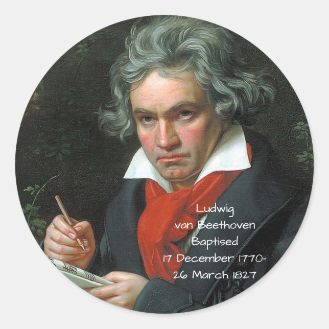 Adesivo Redondo Ludwig van Beethoven, 1820 (Frente)