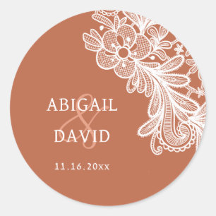 Adesivo Redondo Lugar Branco sobre Terracotta Wedding