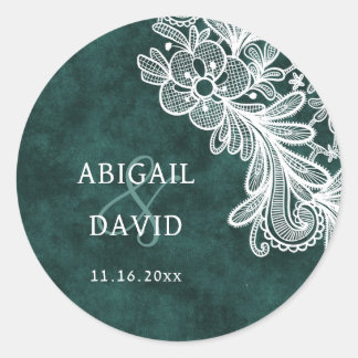 Adesivo Redondo Lugar no Casamento do Emerald Green Faux Velvet