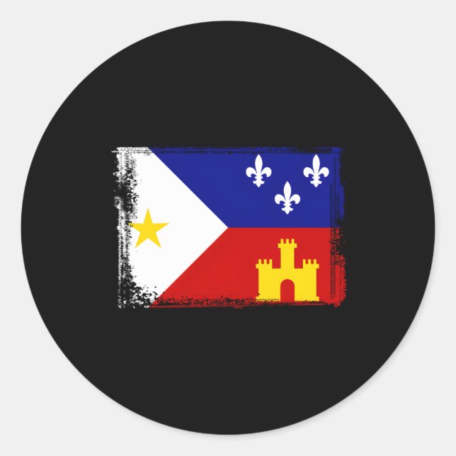Adesivo Redondo Luisiana Cajun Acadiana Flag (Frente)
