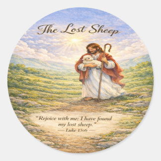 Adesivo Redondo Luke 15 Parable Lost Sheep 