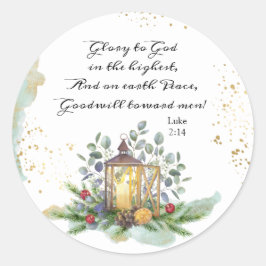 Adesivo Redondo Luke 2:14 Glória a Deus no Natal Mais Alto