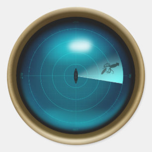 Adesivo Redondo Lula gigante vista no navio Sonar Steampunk náutic