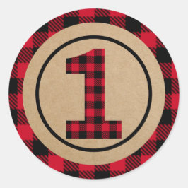 Adesivo Redondo Lumberjack Primeiro Aniversário, Um Favor Selvagem