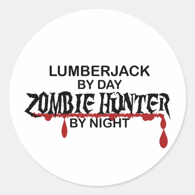 Adesivo Redondo Lumberjack Zombie Hunter (Frente)