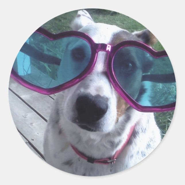 Adesivo Redondo Luna Diz "Dia do Cabelo Mau"? Obtenha óculos maior (Frente)