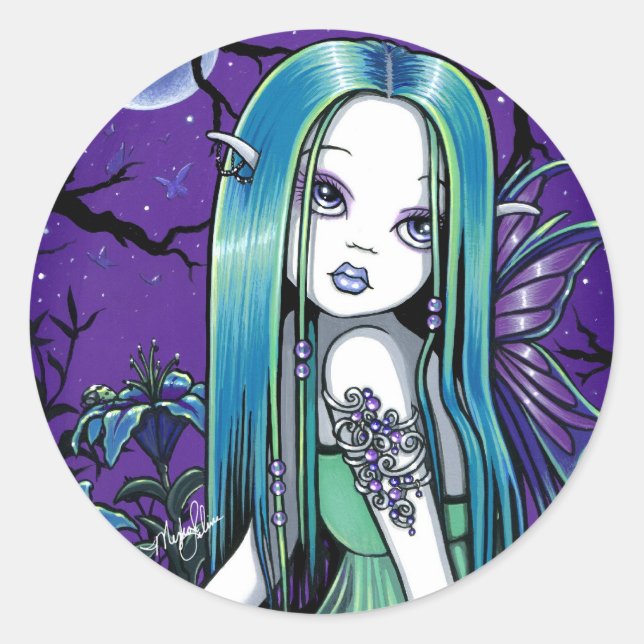 Adesivo Redondo "Luna" Gótica Lua Lilly Fairy Art Stickers (Frente)