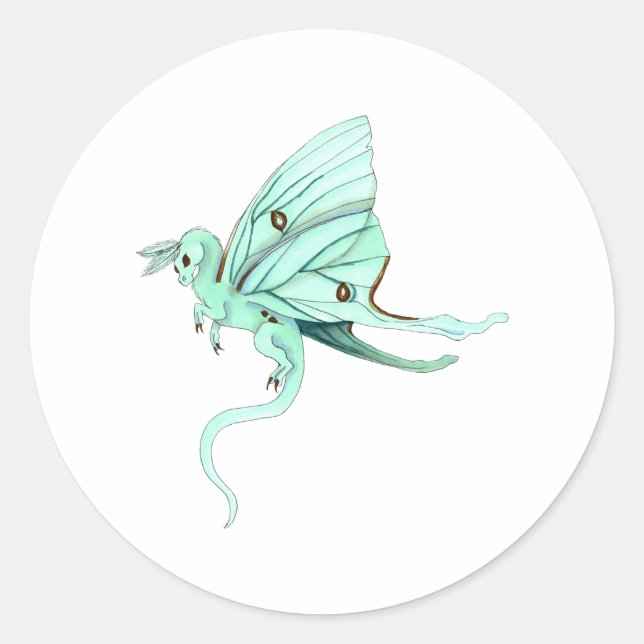 Adesivo Redondo Luna Moth Fairy Dragon (Frente)