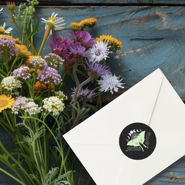 Adesivo Redondo Luna Moth Moon Phases (Criador carregado)