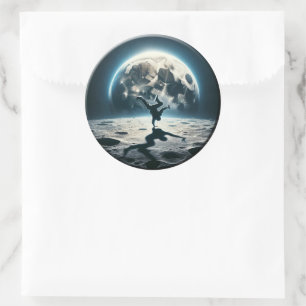 Adesivo Redondo Lunar Breakdance - Estilo de Rua no Espaço