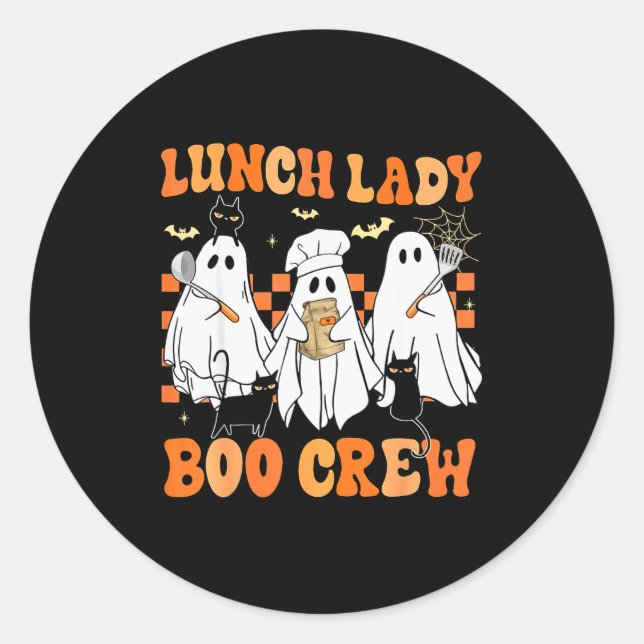 Adesivo Redondo Lunch Lady Boo Crew Ghost Chef Funny Cafeteria Wor (Frente)