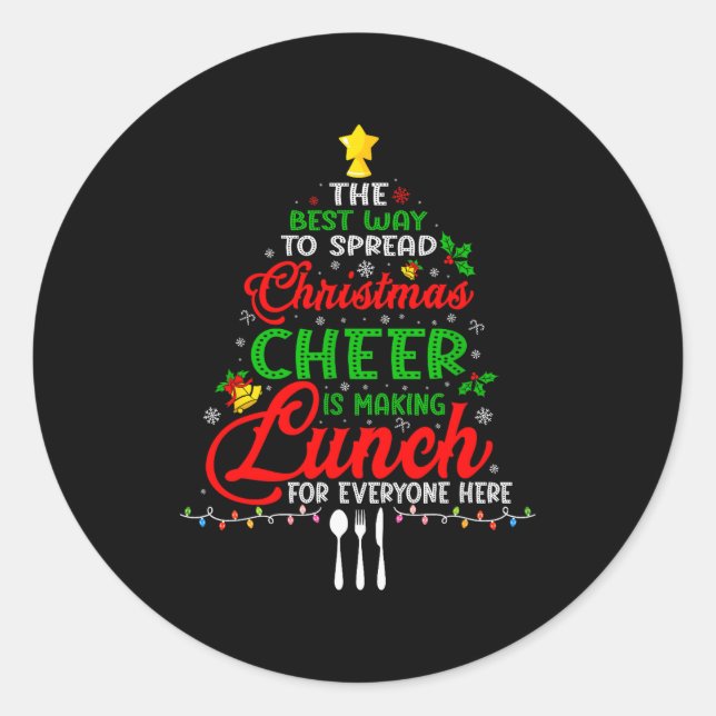 Adesivo Redondo Lunch Lady Christmas Xmas School Cafeteria Lunch L (Frente)