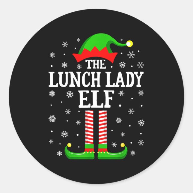Adesivo Redondo Lunch Lady Elf Funny Christmas Family Matching  (Frente)