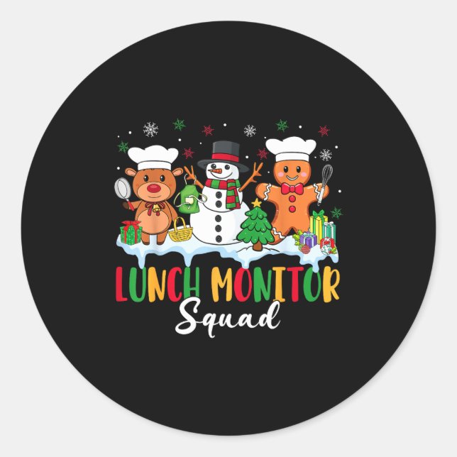 Adesivo Redondo Lunch Monitor Squad Reindeer Snowman Gingerbread C (Frente)