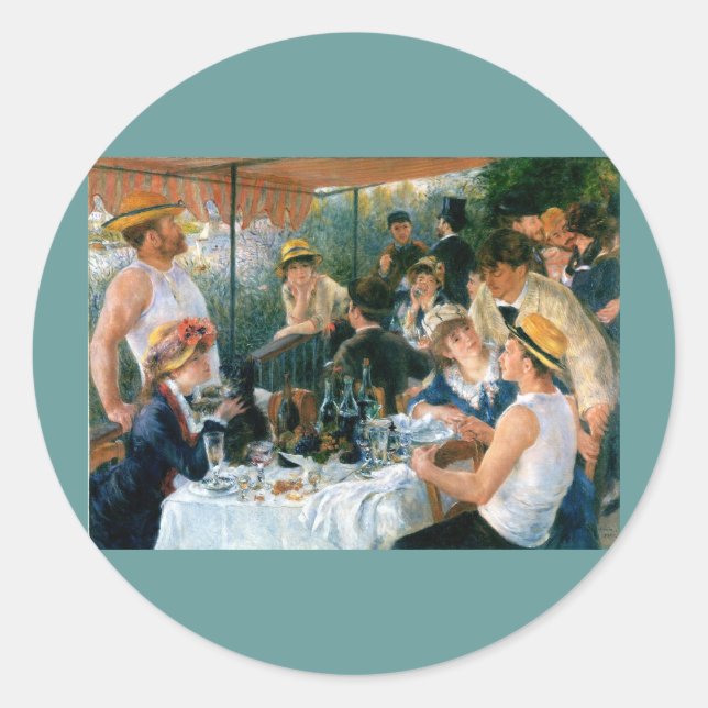 Adesivo Redondo Luncheon do Partido Barco de Renoir (1881) (Frente)