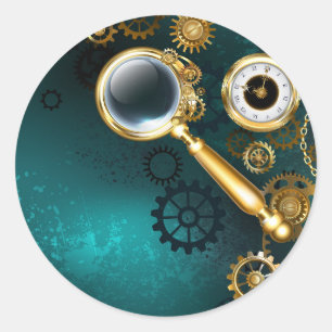 Adesivo Redondo Lupa no estilo Steampunk