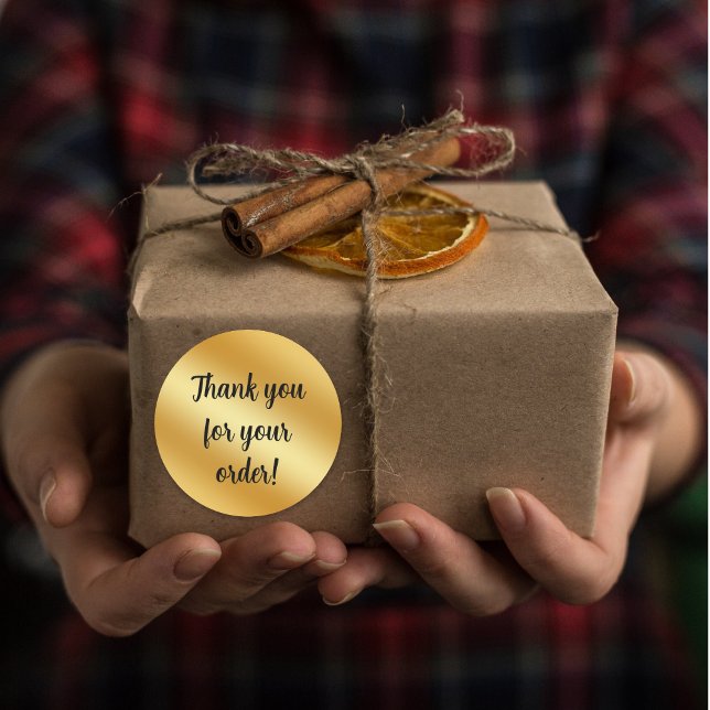 Adesivo Redondo Lúpulo metálico de ouro Obrigado (Criador carregado)