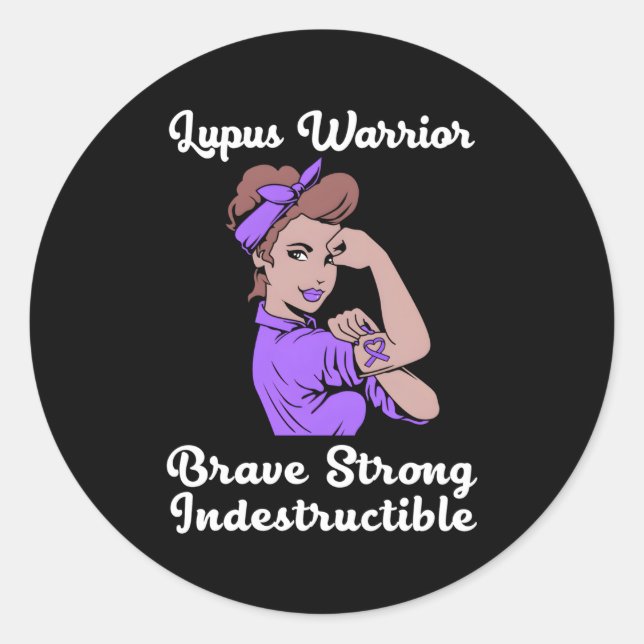 Adesivo Redondo Lupus Awarness Lupus Warrior For (Frente)