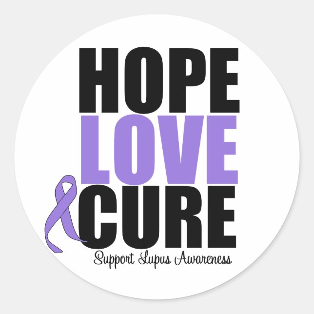 Adesivo Redondo Lupus Hope Love Cure (Frente)