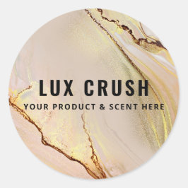 Adesivo Redondo Lush De Tinta Alcoólica Rosa E Rótulos De Produto 