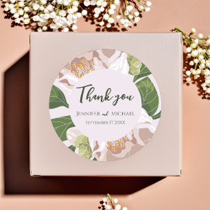 Adesivo Redondo Lush Flower e Greenery Elegante