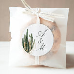 Adesivo Redondo Lush Watercolor Desert Cactus Monograma<br><div class="desc">Este obrigado de 1, 5 polegadas que você cola apresenta um cacto de aquarela e uma fonte elegante de script.</div>