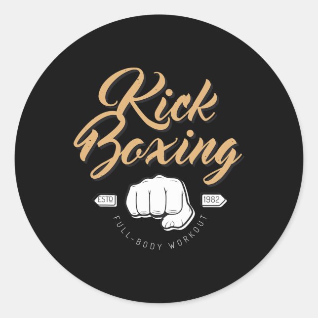 Adesivo Redondo Luta Boxe Kickboxing  (Frente)