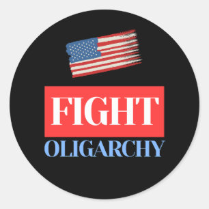 Adesivo Redondo Luta contra a Oligarchy - Bandeira Americana do Vi