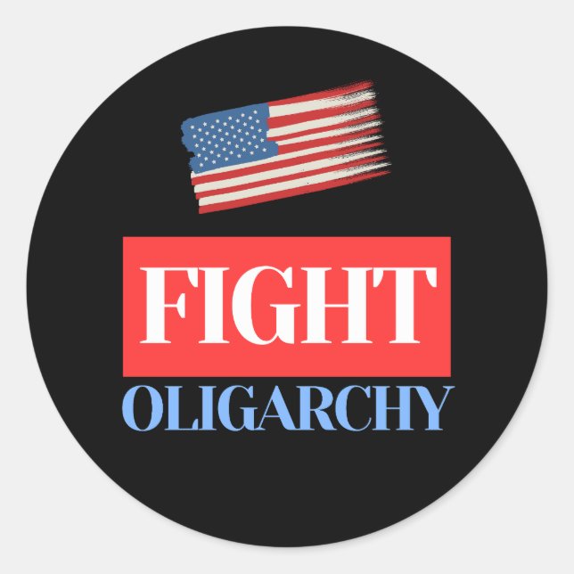Adesivo Redondo Luta contra a Oligarchy - Bandeira Americana do Vi (Frente)