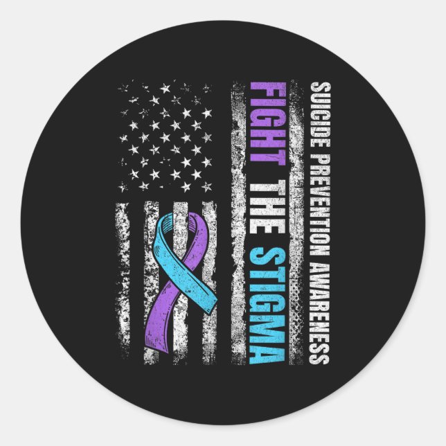 Adesivo Redondo Luta Contra A Prevenção Do Suicídio Por Bandeiras  (Frente)