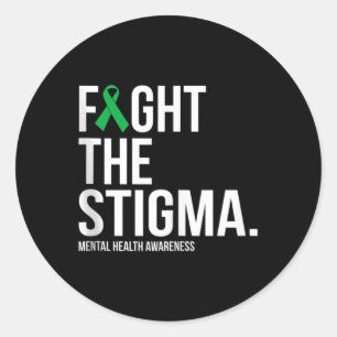 Adesivo Redondo Luta Contra A Saúde Mental Da Fita Verde Estigma