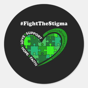 Adesivo Redondo Luta Contra A Saúde Mental Da Fita Verde Estigma
