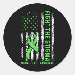 Adesivo Redondo Luta Contra O Estigma Americano Flag Mental Health