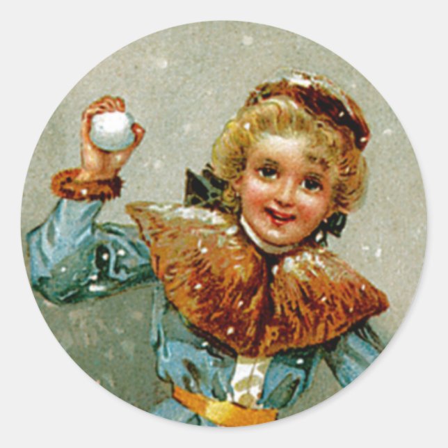 Adesivo Redondo Luta da bola de neve (Frente)