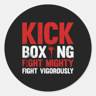 Adesivo Redondo Luta de Kickboxing Luta Poderosa Luta Vigorosament