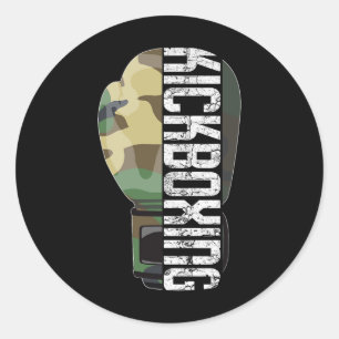 Adesivo Redondo Luta de Kickboxing Muay Thai Boxe Camuflagem Glo