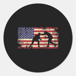 Adesivo Redondo Luta De Lança Americana Bandeira 4 De Julho Presen