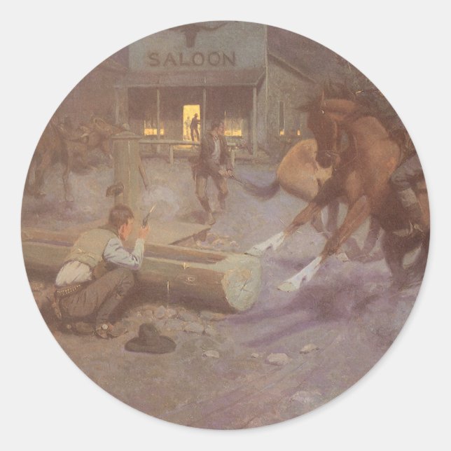 Adesivo Redondo Luta no Salão Roundup por Bill Gollings (Frente)