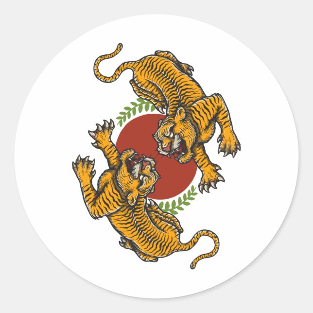 Adesivo Redondo Luta poster Camiseta Tiger (Frente)