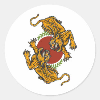 Adesivo Redondo Luta poster Camiseta Tiger