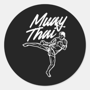 Adesivo Redondo lutador de artes marciais de Muay Thai lutando art